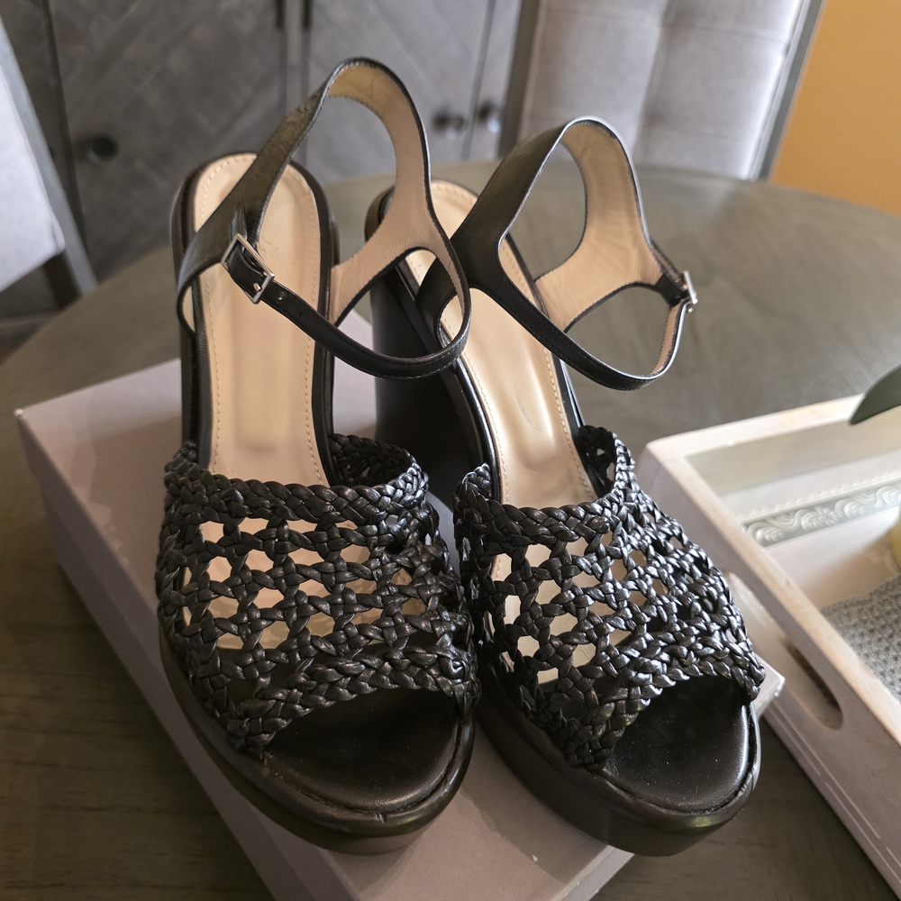 Theory Elegant Black Woven Women's Sandals